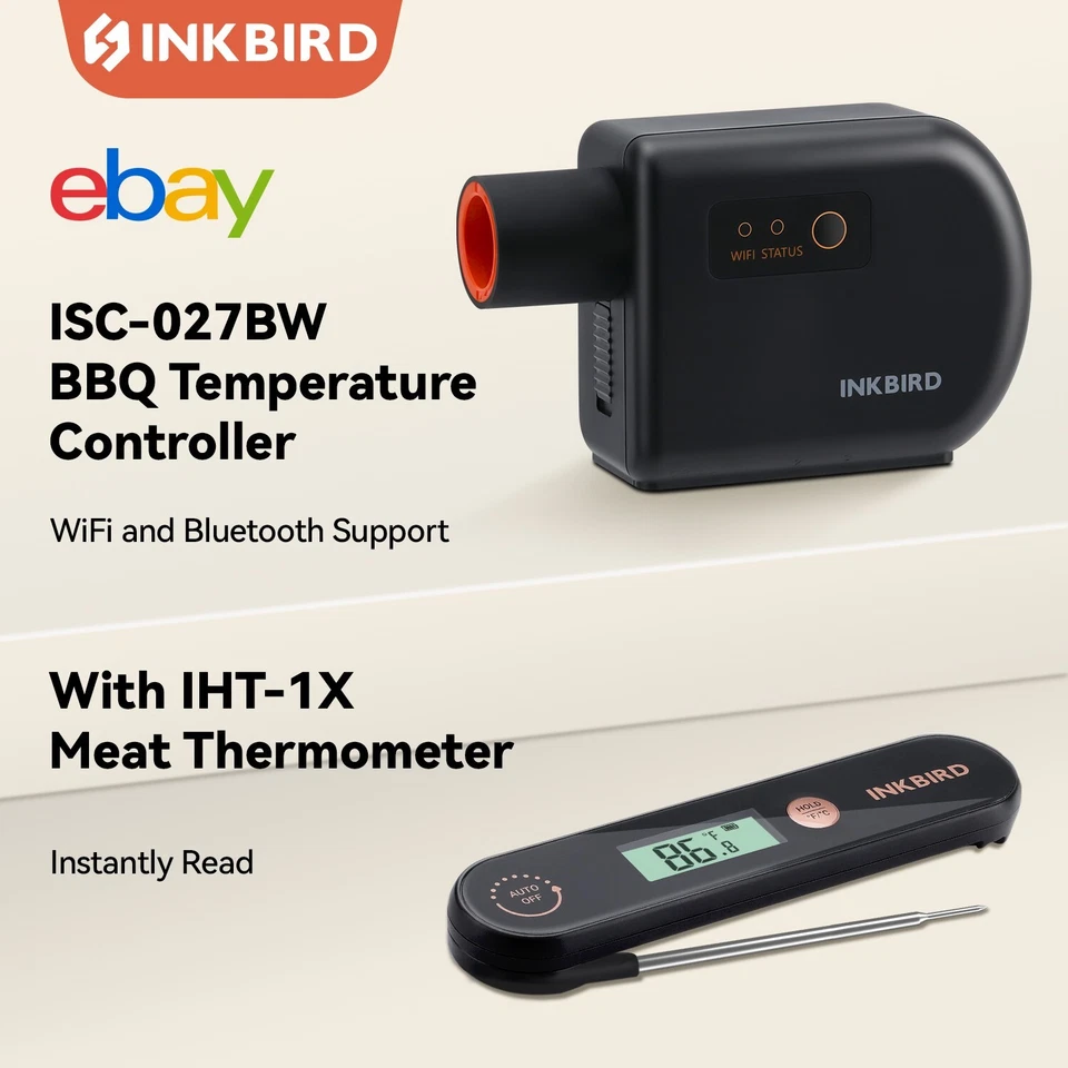 Inkbird BBQ Smoker Controller Meat Thermometer IHT-1X Instant Read Exhaust Fan - Image 2 of 4