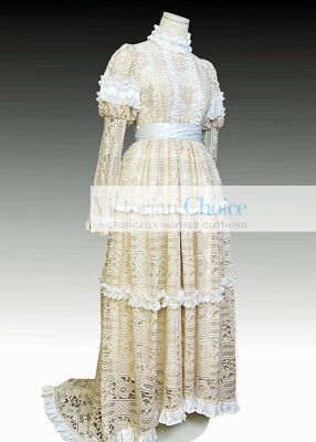 Victorian Edwardian 1900s Premium Lace Vintage Wedding Dress