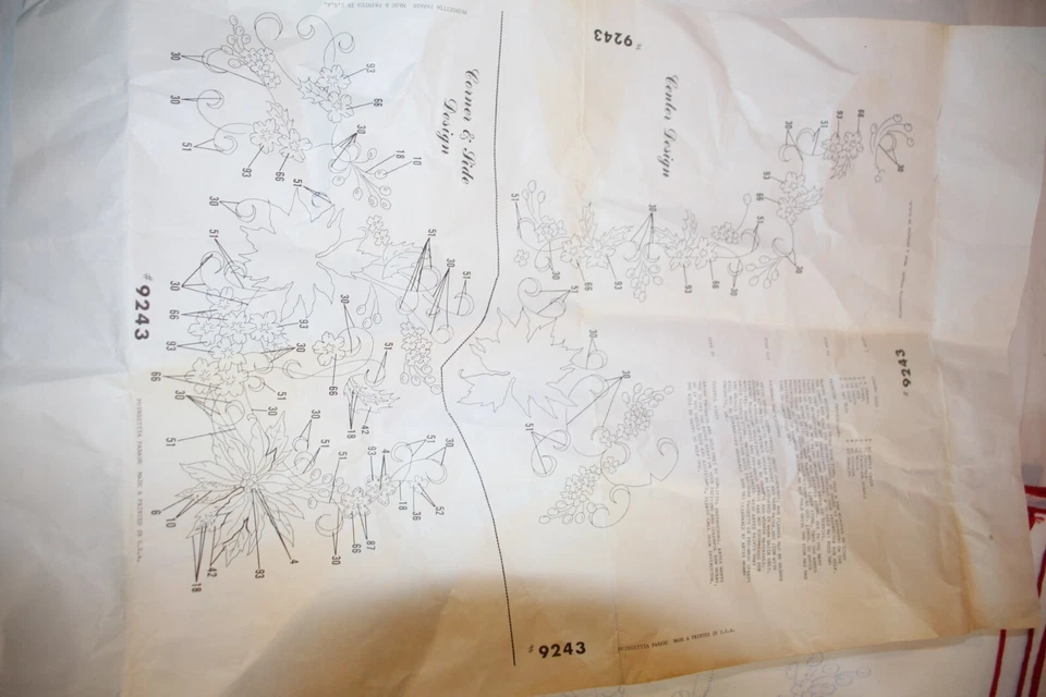 Stamped Poinsettia Table cloth Embroider or Paint 57x58"  + instructions 9243 - Image 4 of 4