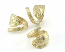 Spoon Wrap Ring Flower Patterned Raw Brass 7US Adjustable 4062
