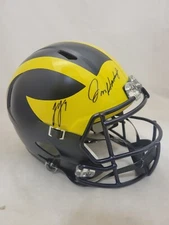 JIM HARBAUGH & JJ MCCARTHY SIGNED MICHIGAN WOLVERINES F/S SPEED REPLICA HELMET