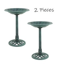 2PCS 28" Vintage Pedestal Bird Bath Patio for Garden Decor Yard Art Birdbath