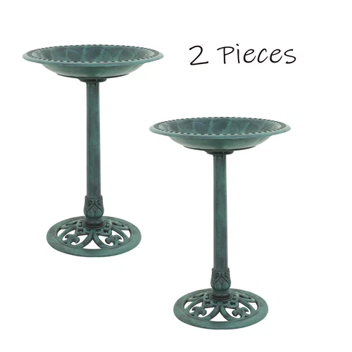 28'' Bird Bath Vintage Bird Bath Bowl Feeder Fountain Outdoor Garden Green/Broze - Picture 20 of 21