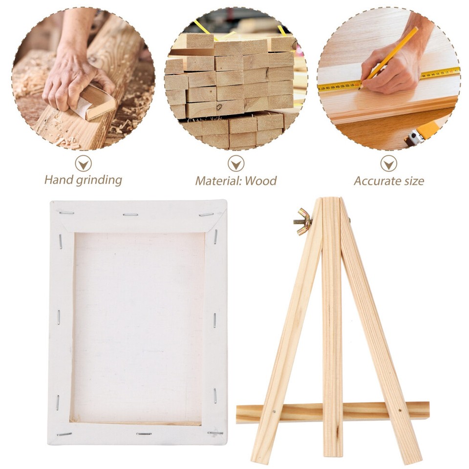 2 Sets Wood Easel Postcard Frame Mini for Children Student Square Canvas Board eBay