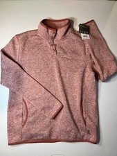 Eddie Bauer Ember Fleece Snap Mock Neck Button w Pockets Mulberry Pink Small