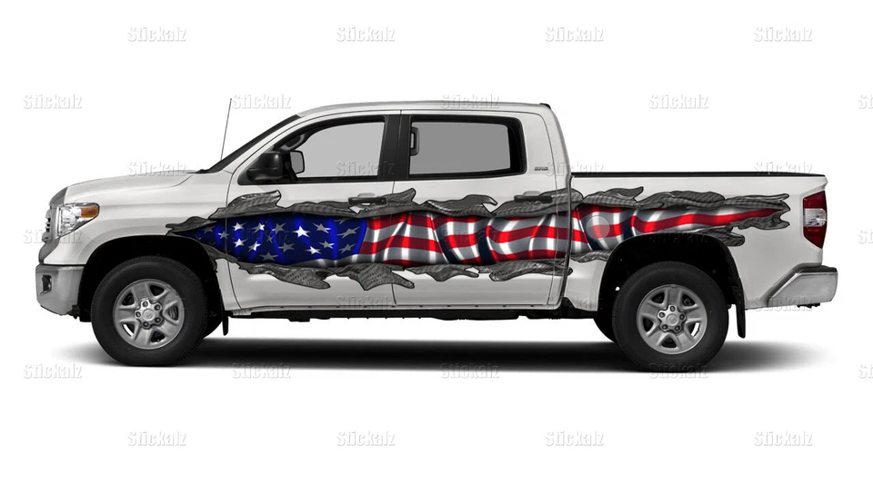 Diseño de vinilo de coche a todo color de metal rasgado, envoltura de coche con bandera de Estados Unidos, vinilo de coche  Foto 3 de 4