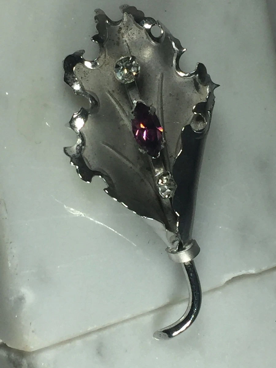 Vintage Signed Bond Boyd Sterling Silver Rhinestone Brooch Pin