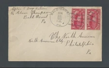 1916 Baldmount Pa W/Pr 1c Parcel Post Stamps