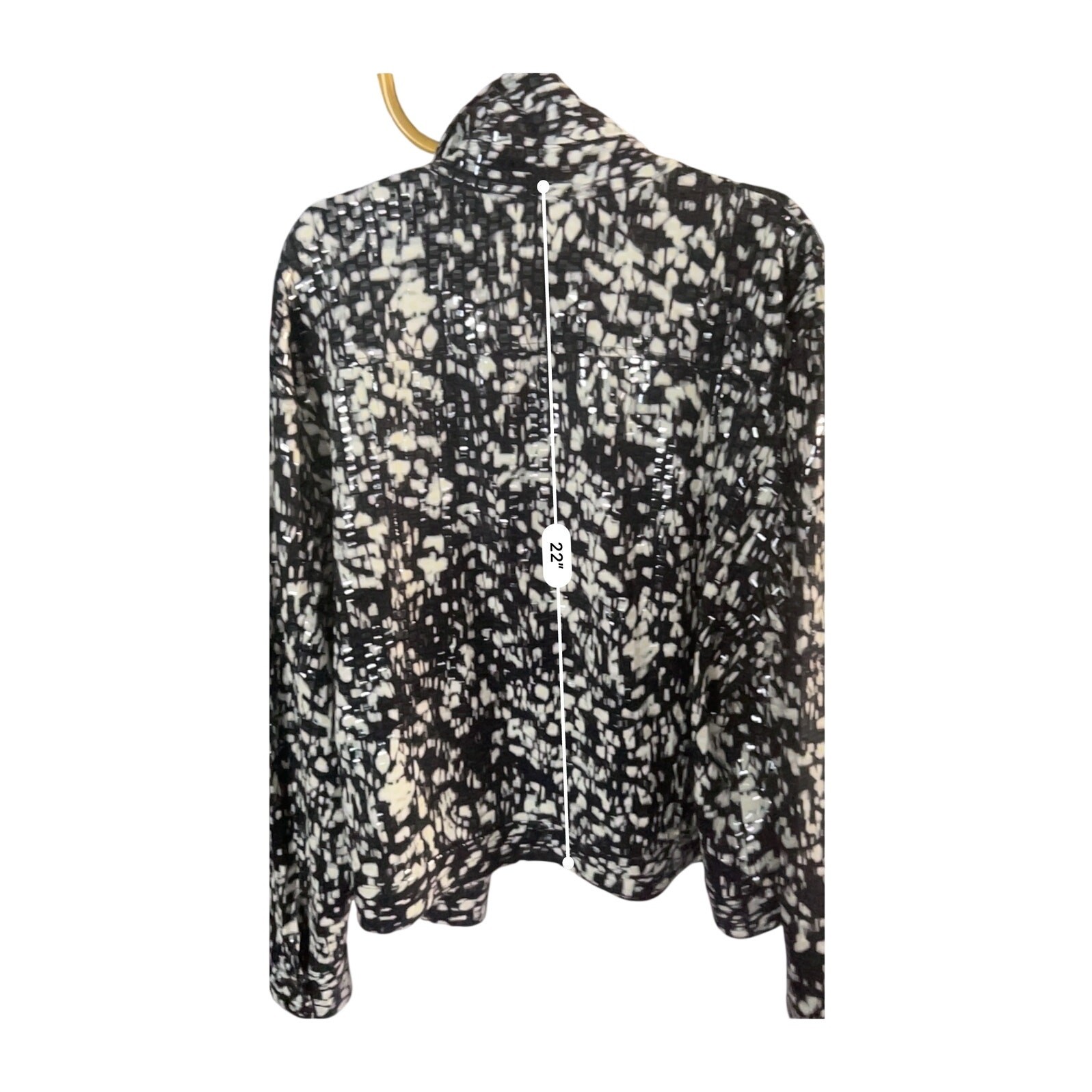 Notations Black Cream Light Sequin Button Up Jack… - image 6