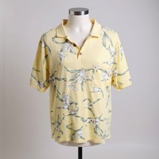 Tommy Bahama Men L Island Zone Emfielder Polo Shirt Floral 100 Cotton 23x30