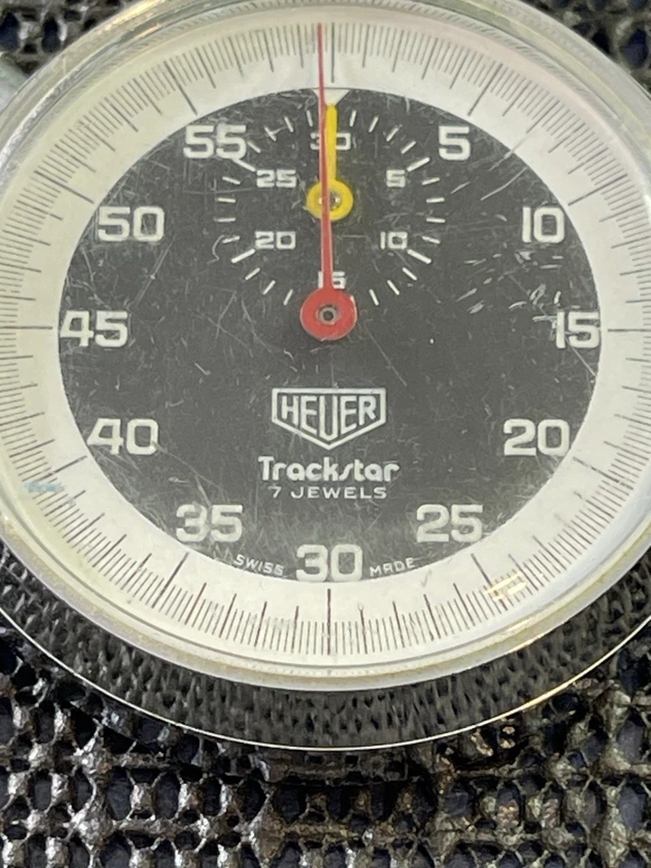 Cronómetro Heuer Trackstar 7 joyas cronómetro hecho en Suiza funciona Foto 2 de 4