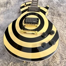 US  LP Electric Guitar Bullseye Zakk Cream Yellow H-H Pickup Black Fretboard