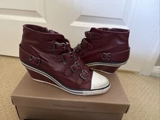 ASH limited genial Bordeaux Leather Wedge Sneakers EU 38 US 7.5