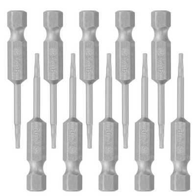 10pcs 1/16'' Hex Allen Wrench Drill Bit Set, 1/4'' Hex Shank, S2 Steel