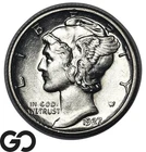 1927-D Mercury Dime, Better Denver Date, Lustrous Choice BU