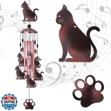 Cats Wind Chimes Outdoor/Indoor Decor - 36 Inch Metal Musical Win