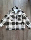 Apricot Women’s Grey White Check Fleece Shacket Jacket Plaid Oversized Button Up