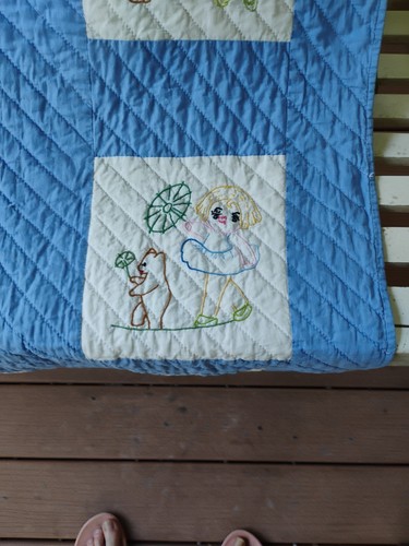 Edredón Vintage Bebé Juventud Niños Osos Bordado a Mano Animales Talla 36 x 52 - Imagen 9 de 17