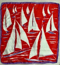 Nautical Sailboat RedWhiteLt Blue Vintage Scarf 27 inches