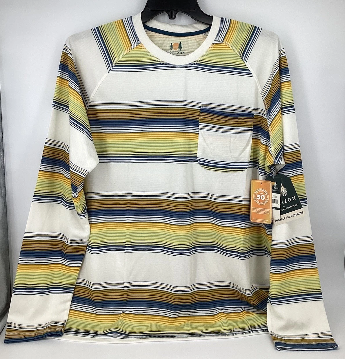 Mens UPF 50+ Sun Protection Long Sleeve Shirt XL Lightweight Outdoors Horizon