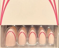 Red Aspen Press On Medium Almond Shiny Pink Simply Pink, Sonya 💗