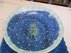 Vintage Art Deco  Green Decorative Poka Dot  Glass Round Pedestal Plate 10" — photo 6