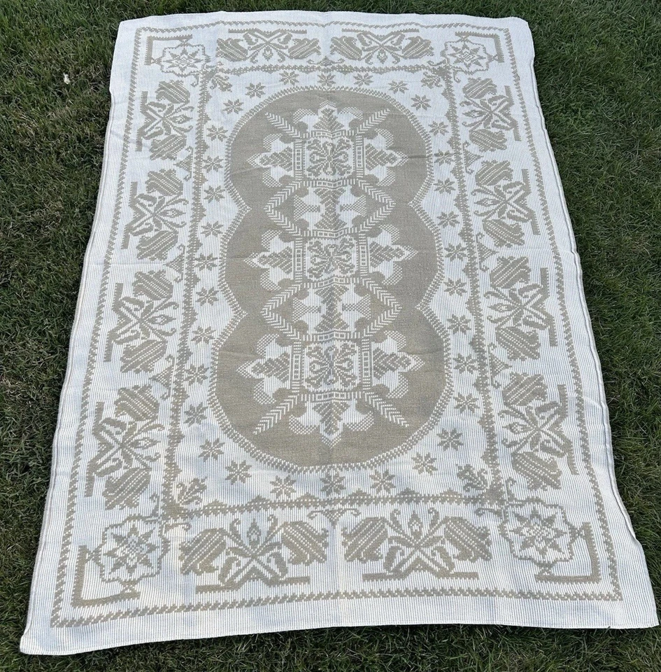 Manta Nórdica Escandinava Reversible 55x76 Copo de Nieve Geométrica Beige Marfil Foto 2 de 2