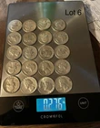20 Washington silver quarters.$5 face value.50s@60s.good condition.90%silver.