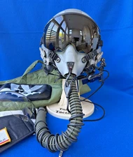 AUTHENTIC USED GENTEX LARGE HGU55 PILOT FLIGHT HELMET & USED OXYGEN MASK MBU12/P