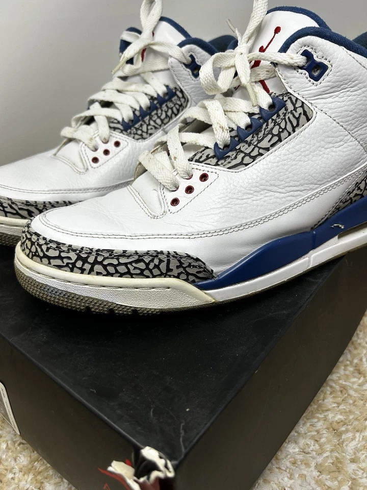 Air Jordan 3 True Blue Retro Talla 10.5 Hombre Blanco Tenis 2011 136064-104 Foto 3 de 4