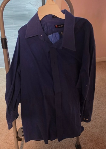 Chaps Herren Langarm Blau Button Down Oberhemd Größe XL 17-17,5 34/35 - Bild 3 von 7