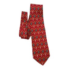 Brooks Brothers Christmas Red Gold Santa Holly Pattern Silk Tie Hand Made In USA