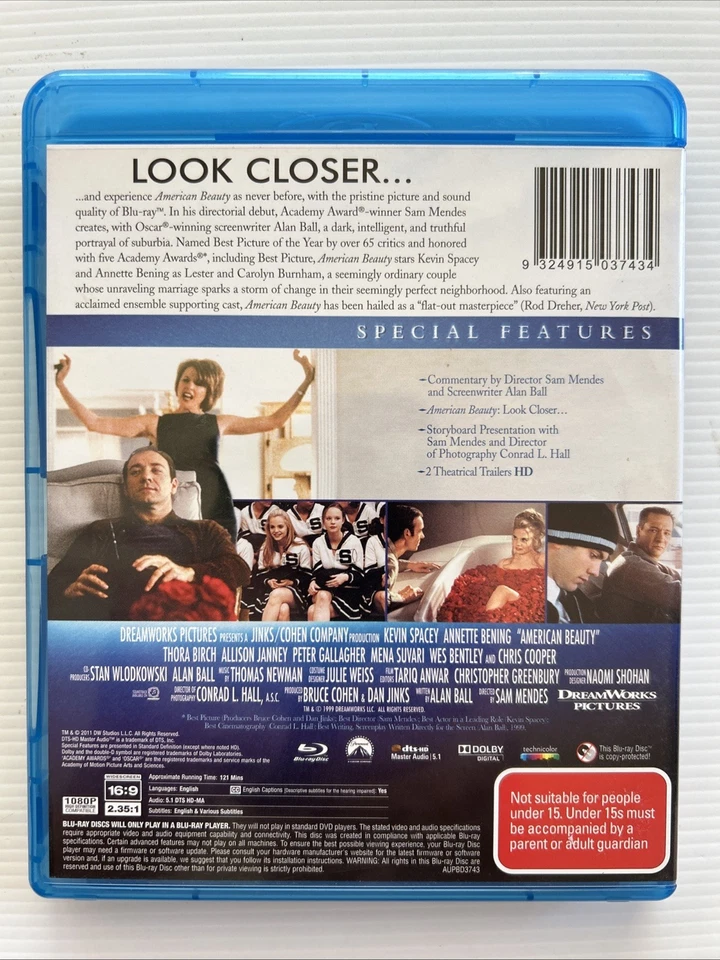 Blu Ray - AMERICAN BEAUTY (1999) Region B - Kevin Spacey - image 2 of 2