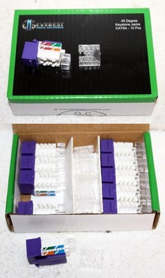 Everest Media Solutions 10 Pieces CAT6 45 Degree Keystone Jacks ~ Open Box