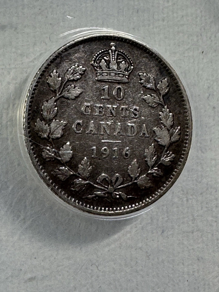 1916 Canada 10 Cents Silver Coin Graded VF 25 by ANACS - Image 2 of 4