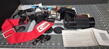 Vintage Canon AE-1 Program 35mm Film Camera with 50mm 1:1.8 Lens Strap Flash Lot