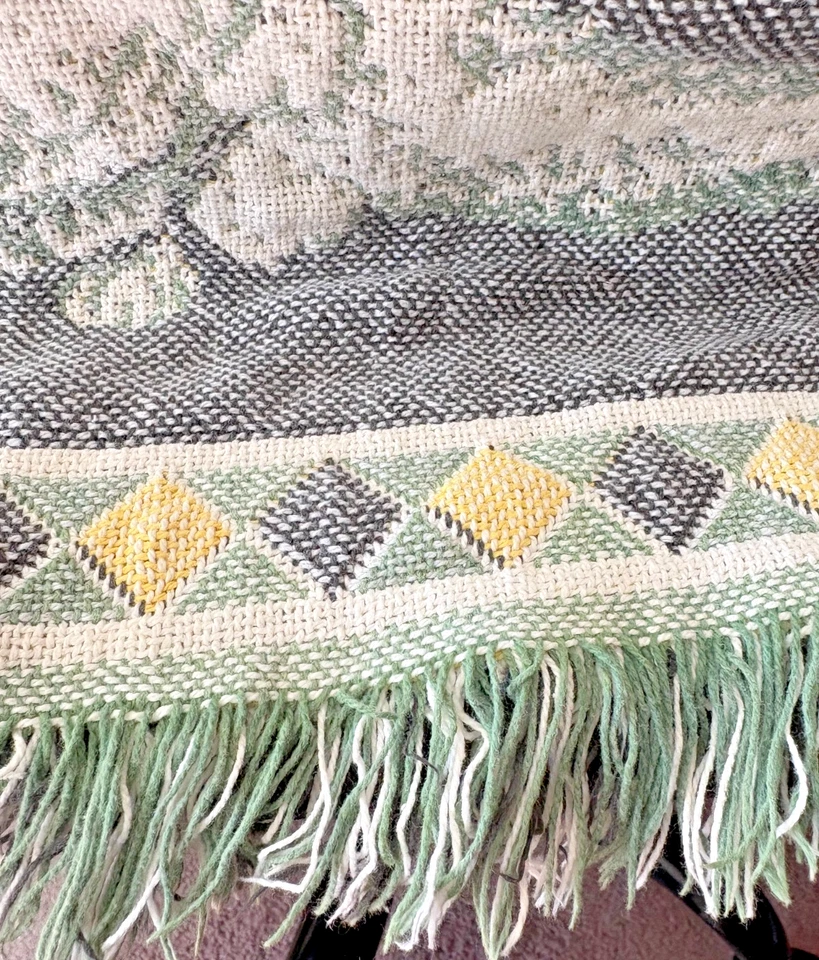 Manta de tapiz vintage • Tejido jacquard • Flecos • Gato Cottagecore de los años 90 Foto 4 de 4