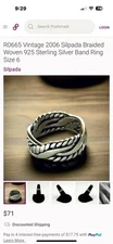 Vintage 2006 Silpada Braided Ring 925 Sterling Silver Band 7.5