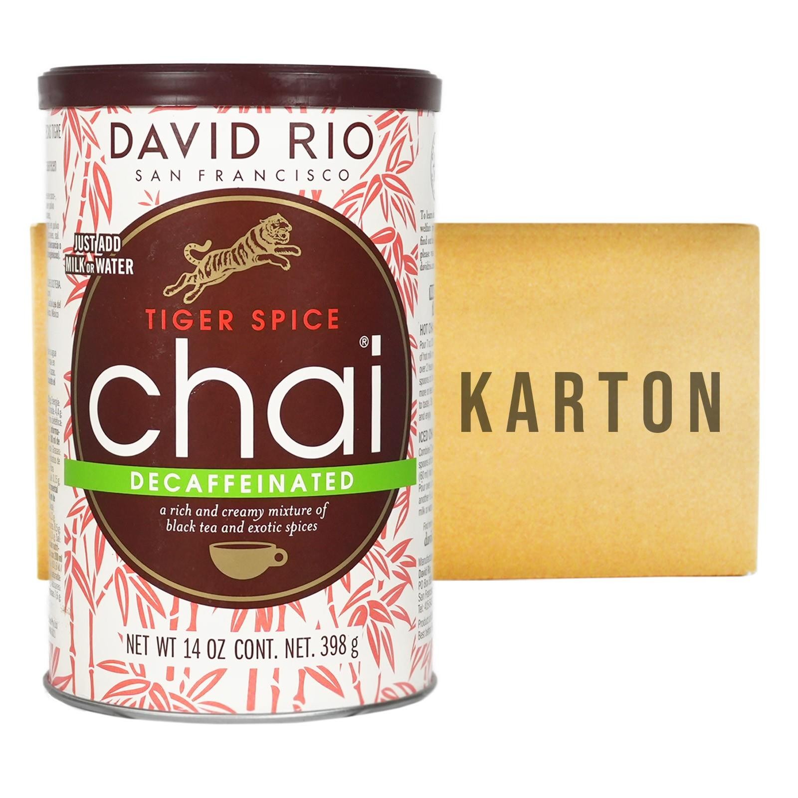 David Rio Chai Tea Tiger Spice DECAF 6x398g David Rio Tiger Spice für Chai Latte