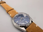 Rolex Datejust 1601 Blue Dial 18K White Gold Steel Watch w/ Suede Band