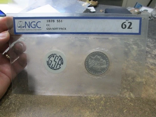 US 1878 CC MORGAN DOLLAR COIN IN GSA SOFT PACK NGC MS62 UNCIRCULATED CONDITION