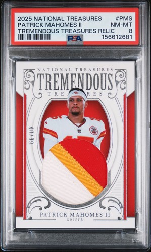 NATIONAL TREASURES TREMENDOUS TREASURES RELIC PATRICK MAHOMES II 40/99 PSA 8