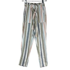 Hot Kiss Striped Elastic Tie Waist Pull-On Pants Size Small Pockets