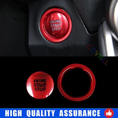 For Toyota RAV4 2019-2023 Red Aluminum One-Click Startup Button Cover Trim 2PCS