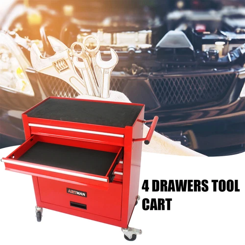 4 Drawers Rolling Tool Box Cart Chest Tool Garage Storage Cabinet with Wheels US - Picture 26 of 36