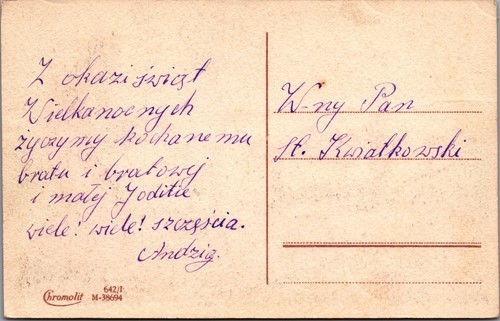 Wesotego Alleluja! Jesus Christ Christian Postcard VINTAGE Angel Plow Easter - Picture 2 of 2