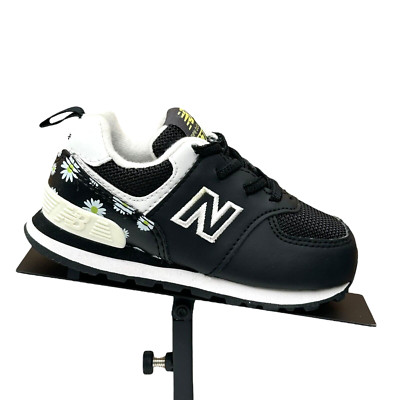 New Balance Toddler Girl's Slip-on Sneakers Size 7 Black/White Flower Print