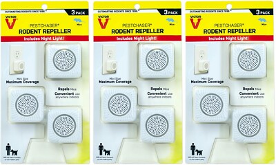 Victor M753K 3 Pack Sonic High Frequency Pest Mouse Repeller Chaser -Quantity 3