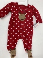 Just One You Carter’s Baby Girl Infant Reindeer Fleece Sleep One-Piece Infant