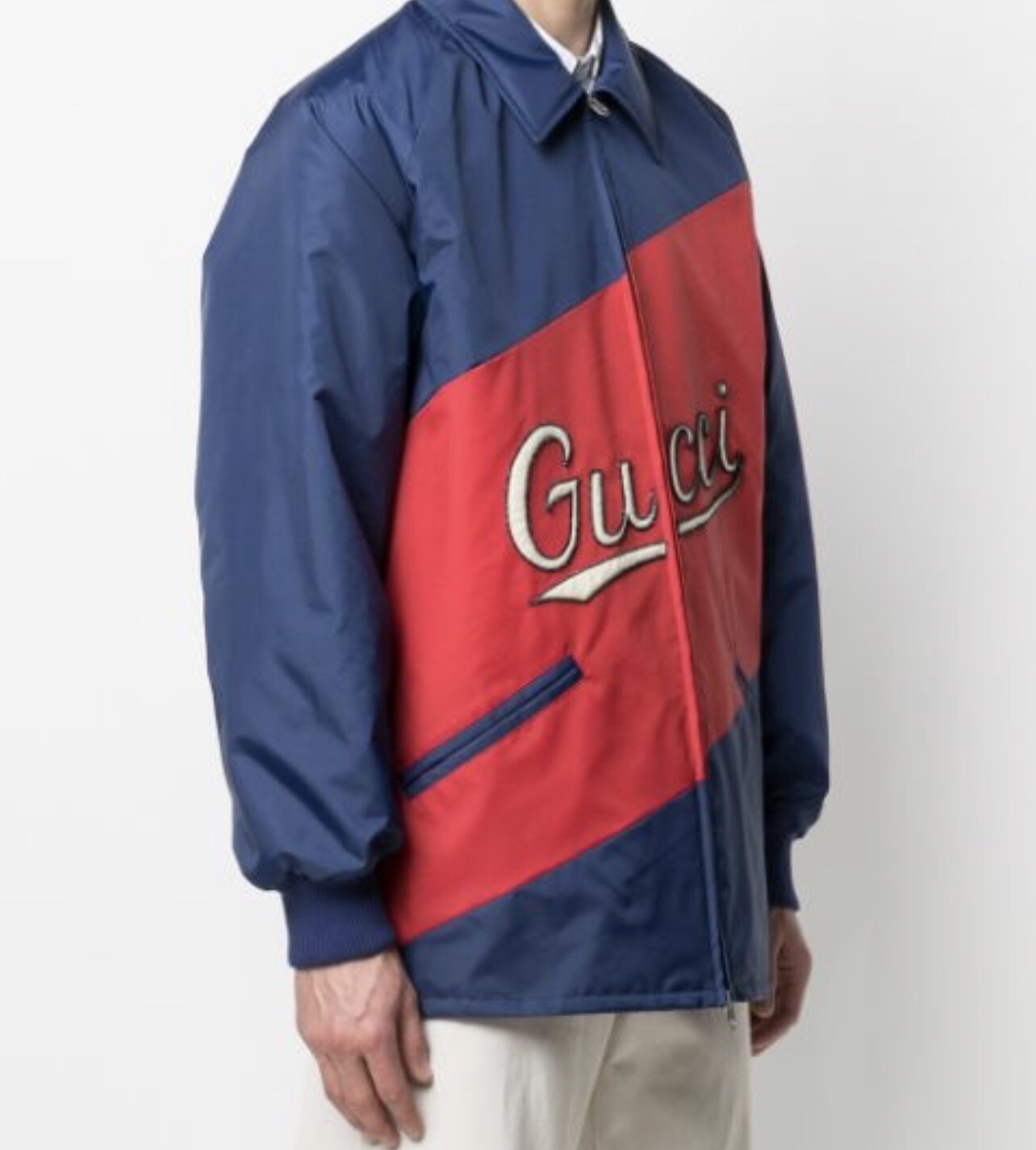 Authentic Gucci Nylon Jacket Script Colorblock Pa… - image 1